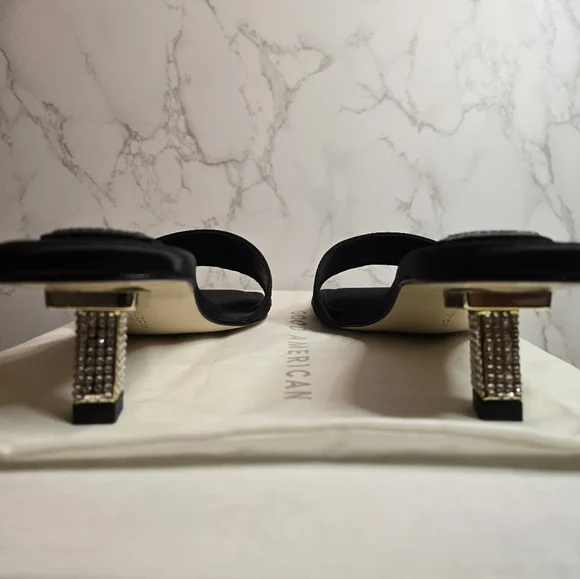 Good American Slide Sandal Mules - Black Satin - Picture 7 of 7